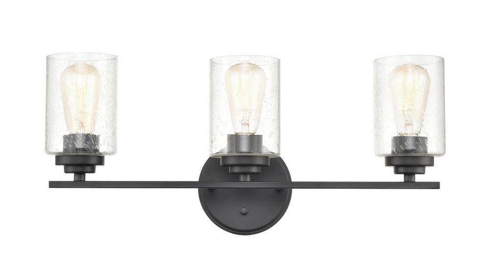 100W 3-Light Medium E-26 Vanity Fixture In Matte Black Bathroom Lighting Matte Black