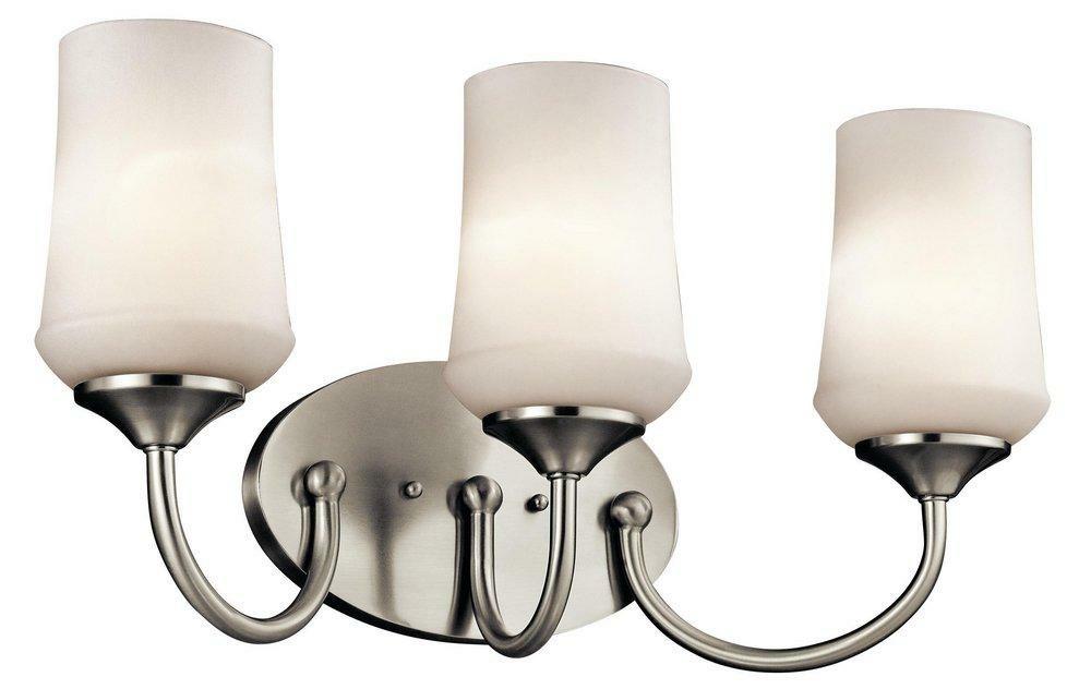 3-Light Wall Bracket In Brushed Nickel Bathroom Lighting Brushed Nickel