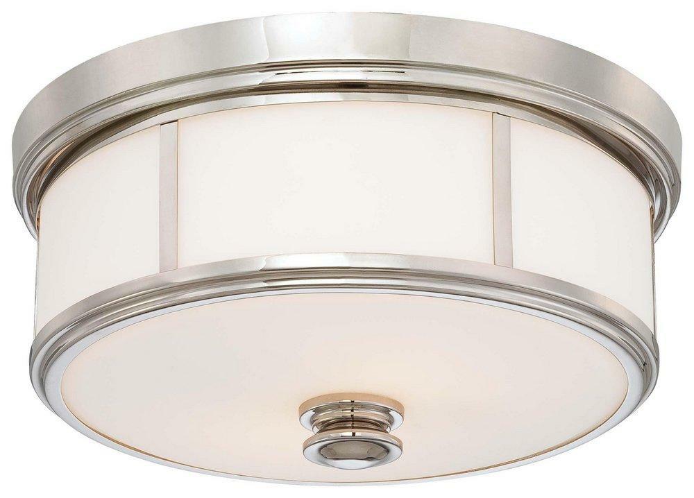 16 In. 60W 3-Light Medium E-26 Incandescent Flush Mount Ceiling Fixture In Polished Nickel Ceiling Lighting Polished Nickel