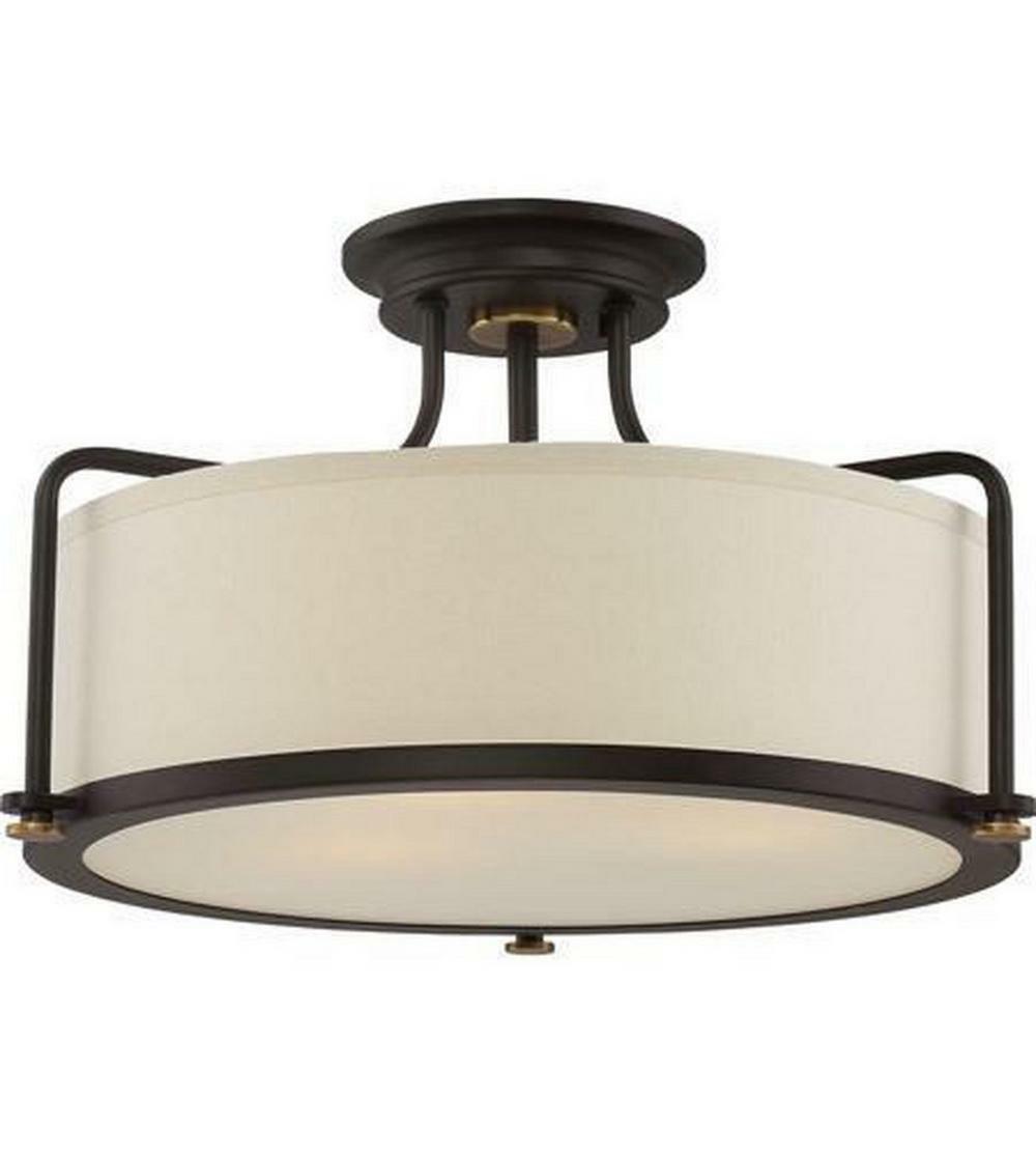 3-Light Semi-Flush Mount Ceiling Light In Western Bronze Ceiling Lighting Western Bronze