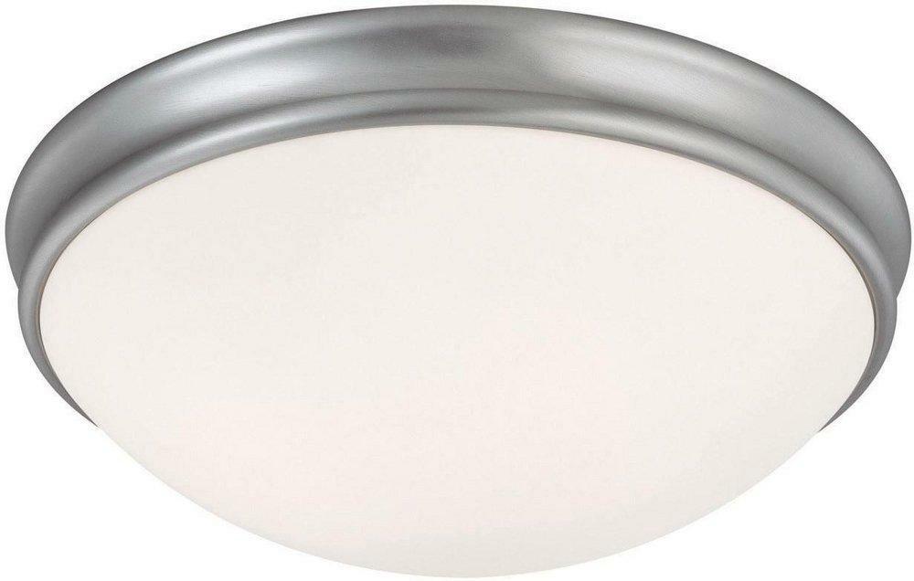 4-1/4 X 14 In. 3-Light Ceiling Fixture In Matte Nickel With White Glass Shade Ceiling Lighting Matte Nickel