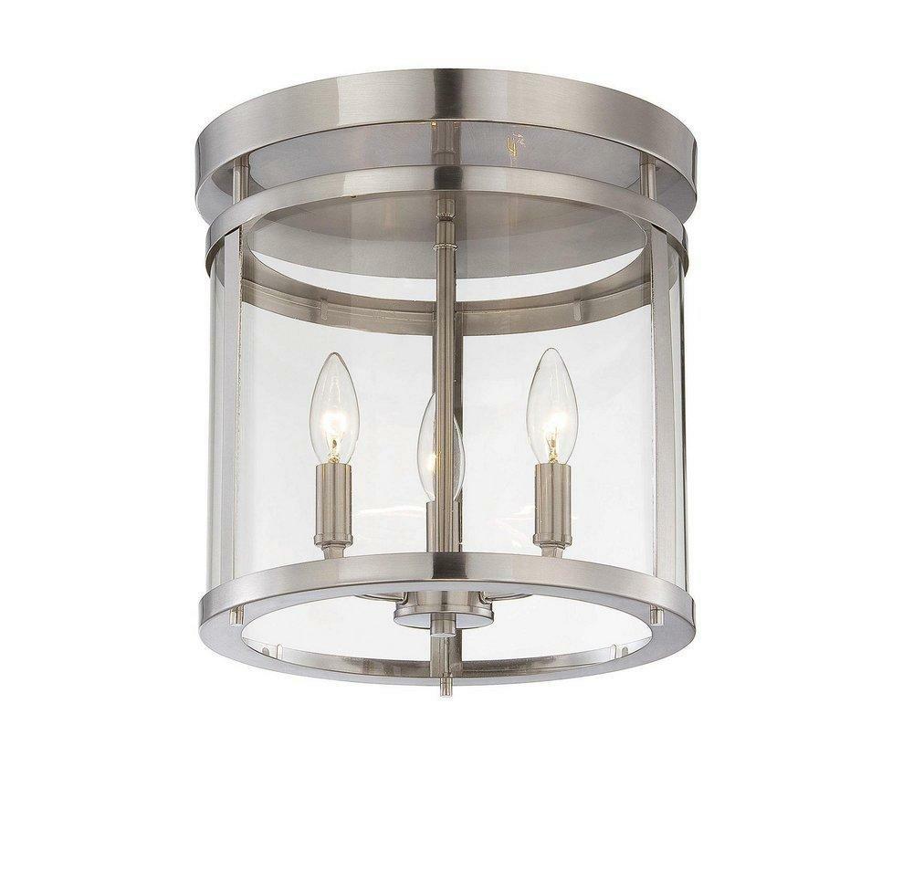 60W 3-Light Semi-Flushmount Ceiling Light In Satin Nickel Ceiling Lighting Satin Nickel