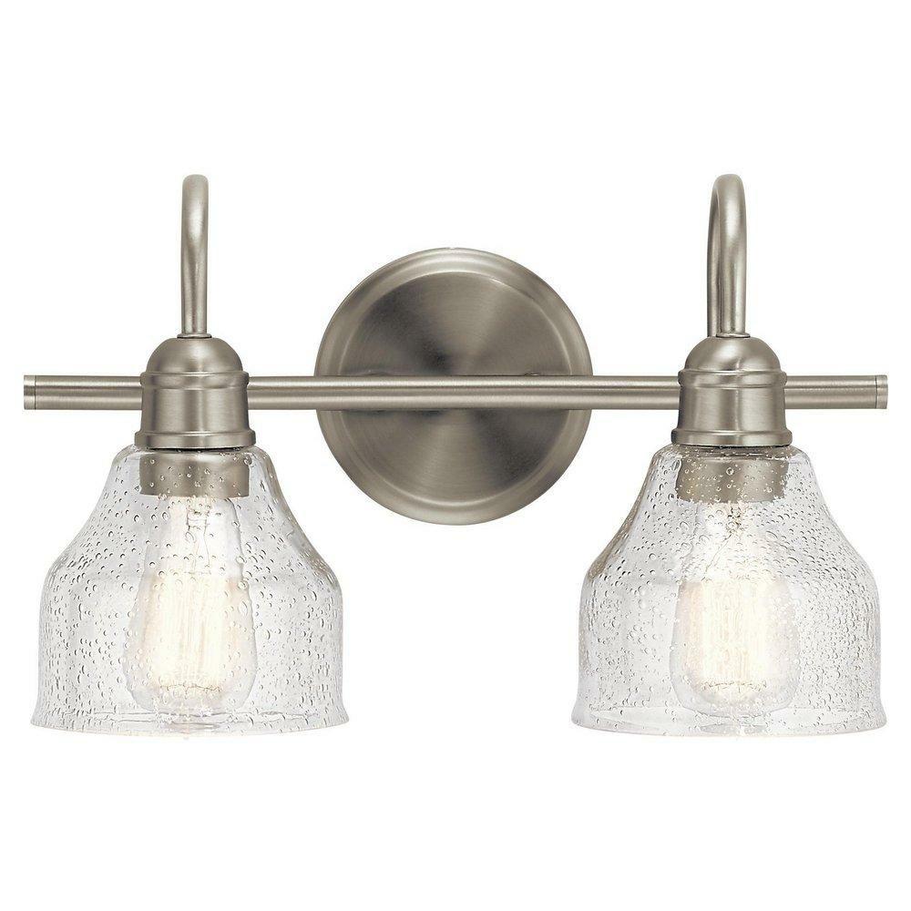 75W 2-Light Medium E-26 Incandescent Vanity Fixture In Brushed Nickel Bathroom Lighting Brushed Nickel