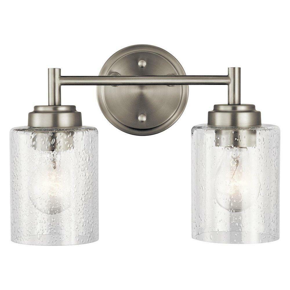 75W 2-Light Medium E-26 Incandescent Vanity Fixture In Brushed Nickel Bathroom Lighting Brushed Nickel