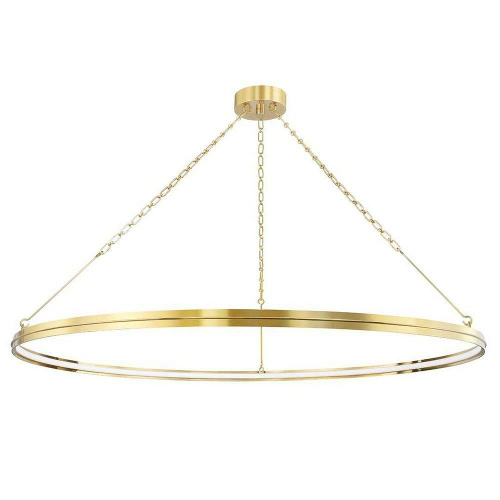 2-1/4 X 56 In. 83W 1-Tier 1-Light Led Transitional Chandelier In Aged Brass Chandeliers Aged Brass