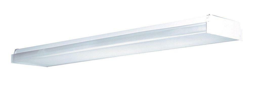 32 Watt Economic Prismatic Lens Ceiling Fixture Narrow Wrap With Metal Ends White Fluorescent Lighting White