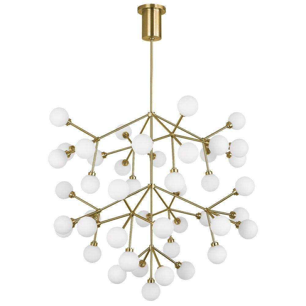 34-1/2 X 32-1/2 In. 75.1W 3-Tier 45-Light Integrated Led Classic, Contemporary, Mid-Century, Modern And Transitional Chandelier In Aged Brass Chandeliers Aged Brass