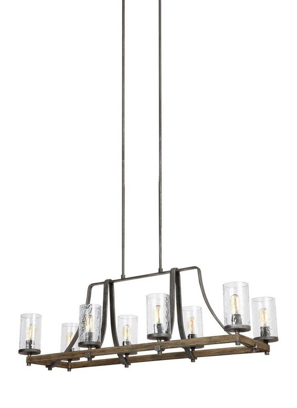 480W 8-Light Medium E-26 Chandelier In Distressed Weathered Oak With Slate Grey Metal Chandeliers Distressed Weathered Oak/Slate Grey Metal