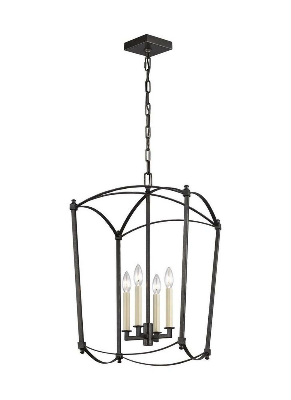 60W 4-Light Candelabra E-12 Incandescent Chandelier In Smith Steel Chandeliers Smith Steel