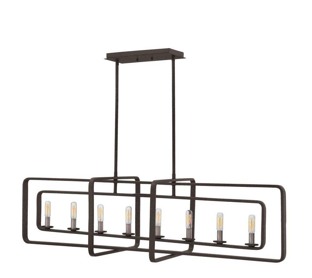 60W 8-Light Candelabra E-12 Incandescent Linear Chandelier In Aged Zinc With Antique Nickel Chandeliers Aged Zinc/Antique Nickel