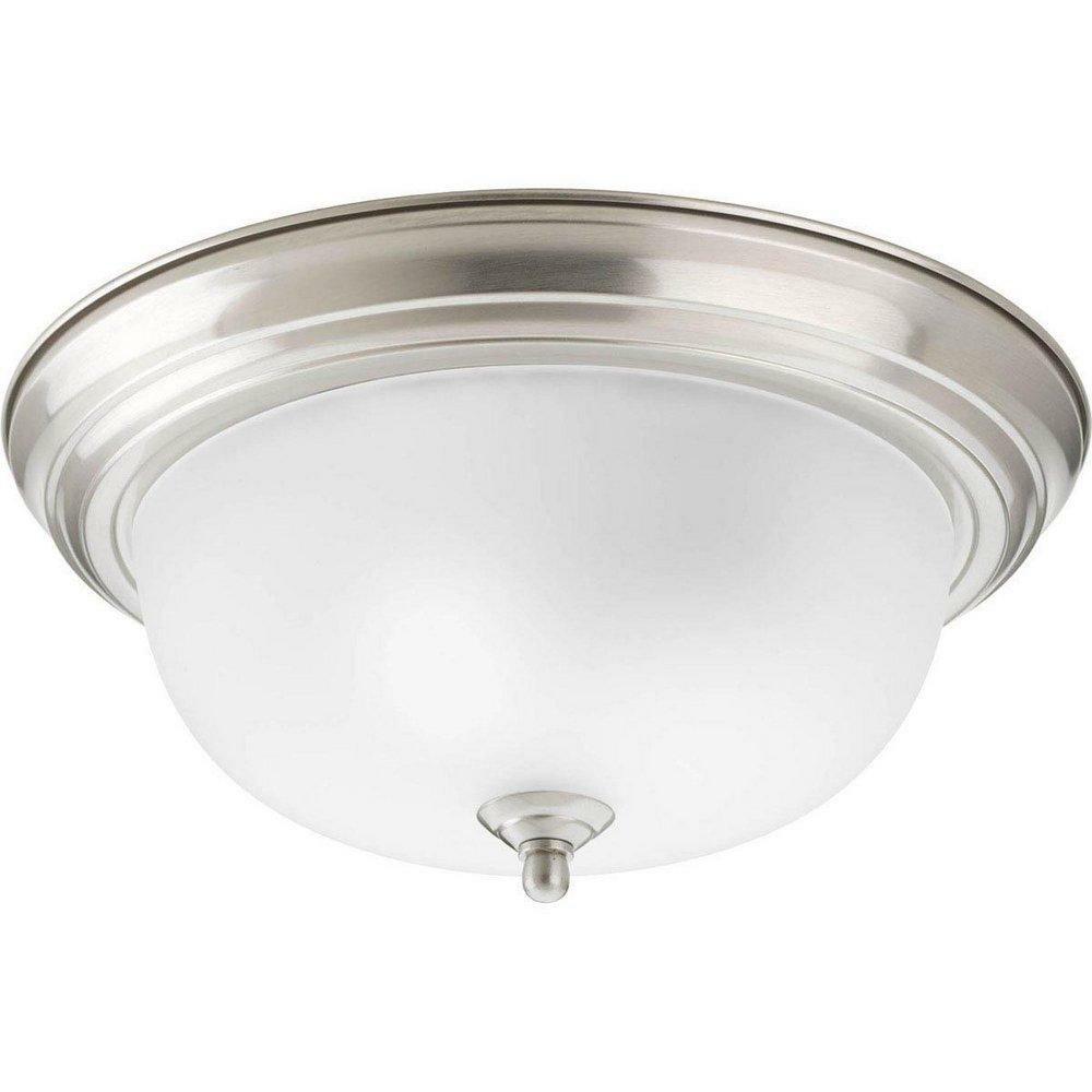 75 W 2- Light Medium Flush Mount Ceiling Fixture In Brushed Nickel Ceiling Lighting Brushed Nickel