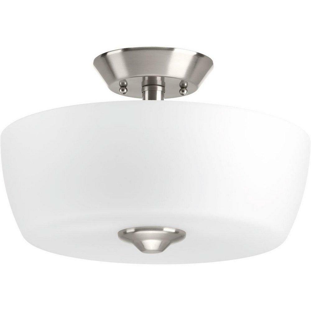 8-7/8 In. 2-Light Semi-Flush Mount Convertible Ceiling Fixture In Brushed Nickel Ceiling Lighting Brushed Nickel