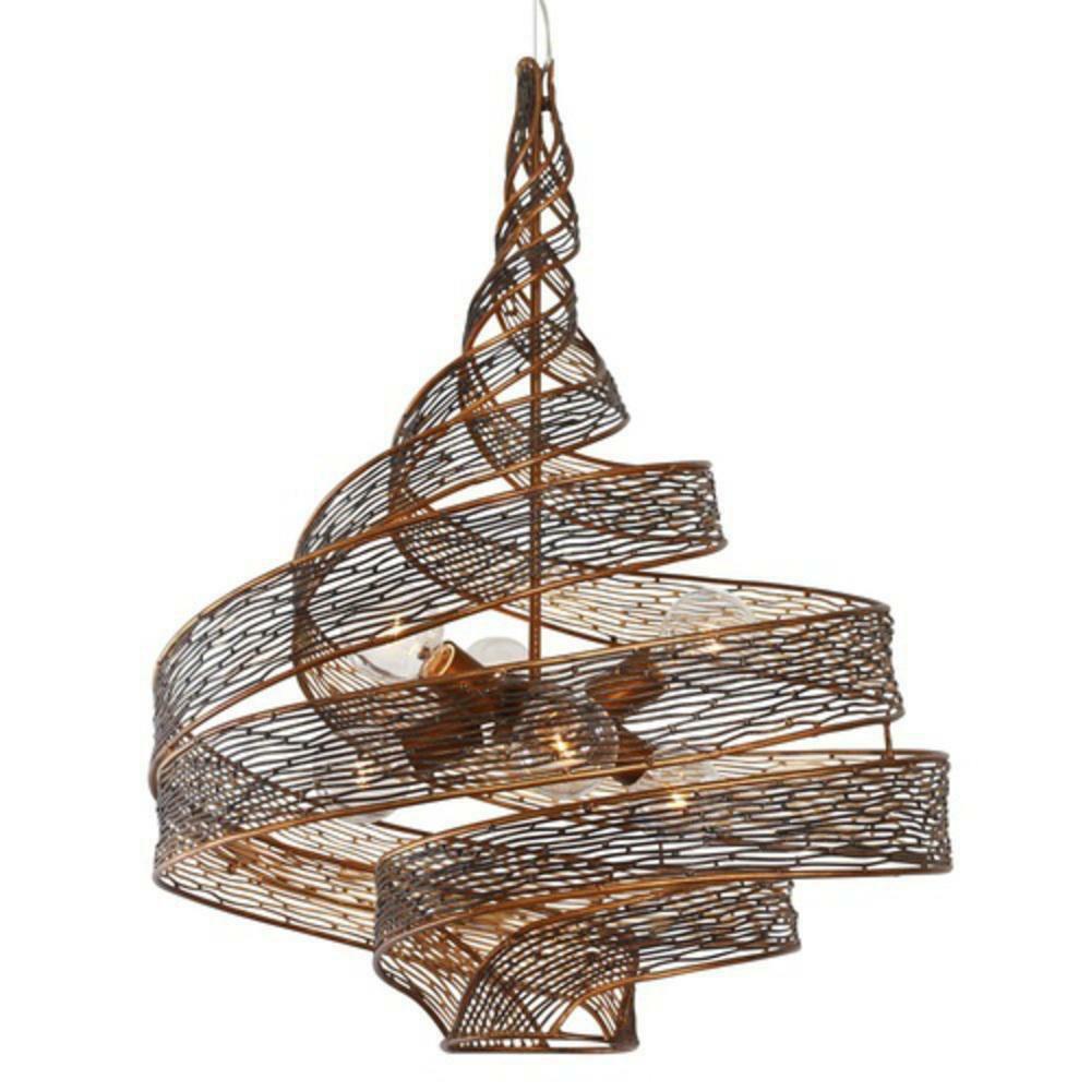 100W 6-Light Medium E-26 Base Twist Pendant In Hammered Ore Indoor Lighting Hammered Ore