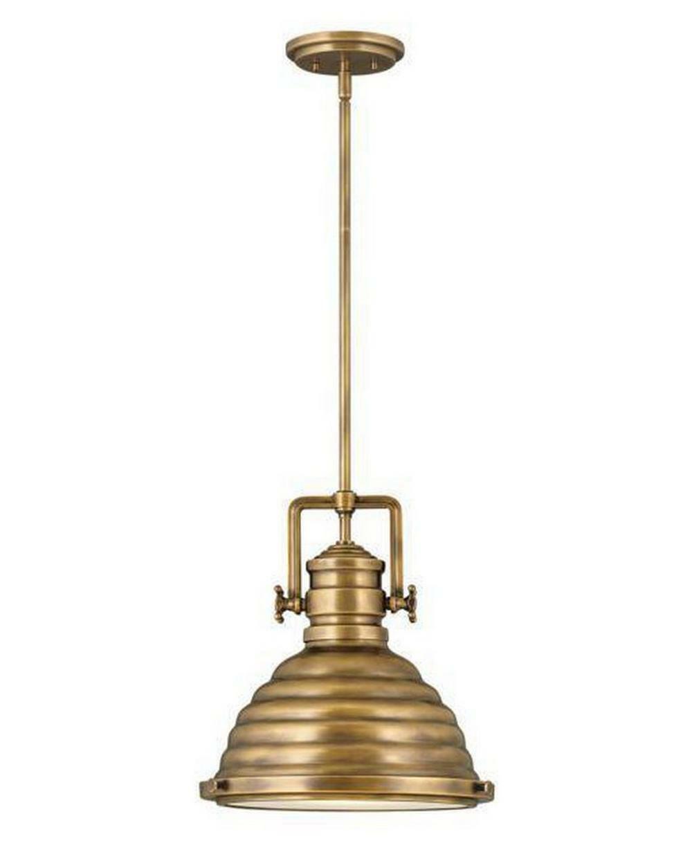 14-1/4 In. 100W 1-Light Pendant In Heritage Brass Indoor Lighting Heritage Brass