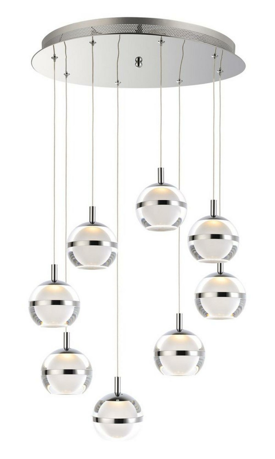 19 In. 48W 8-Light Led Pendant In Polished Chrome Indoor Lighting Polished Chrome