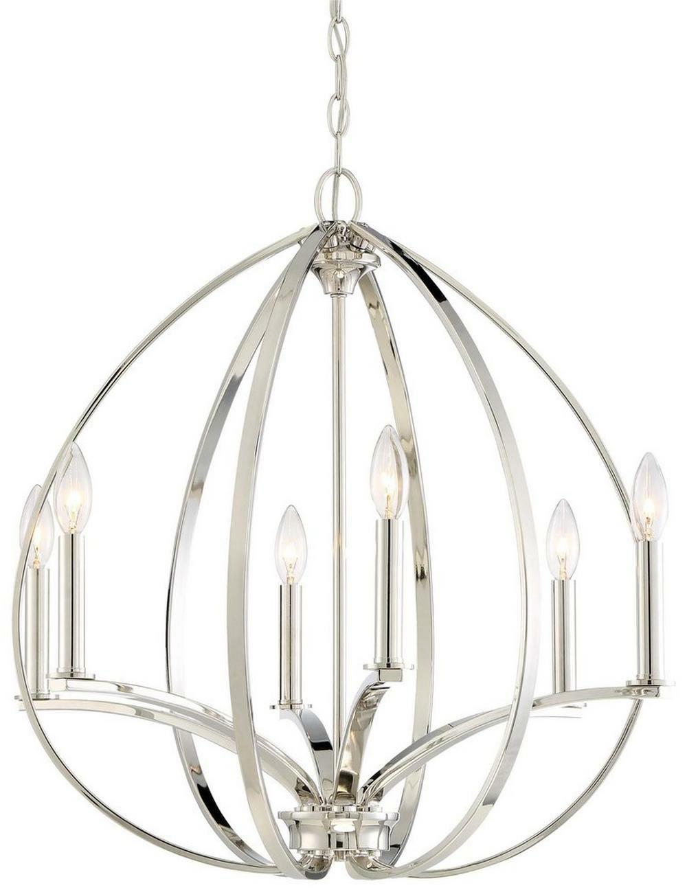 6-Light Pendant In Polished Nickel Indoor Lighting Polished Nickel