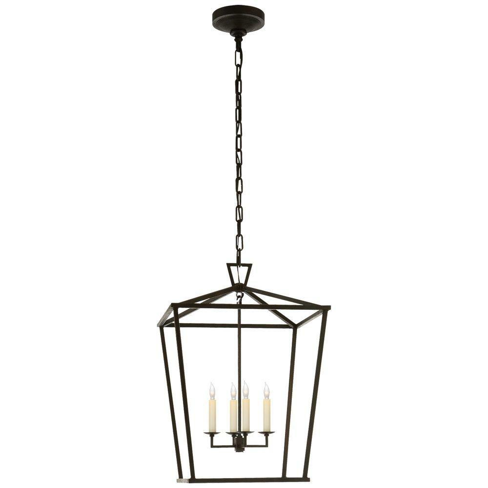 60W 4-Light Foyer Lantern In Aged Iron With Wax Foyer Lighting Aged Iron